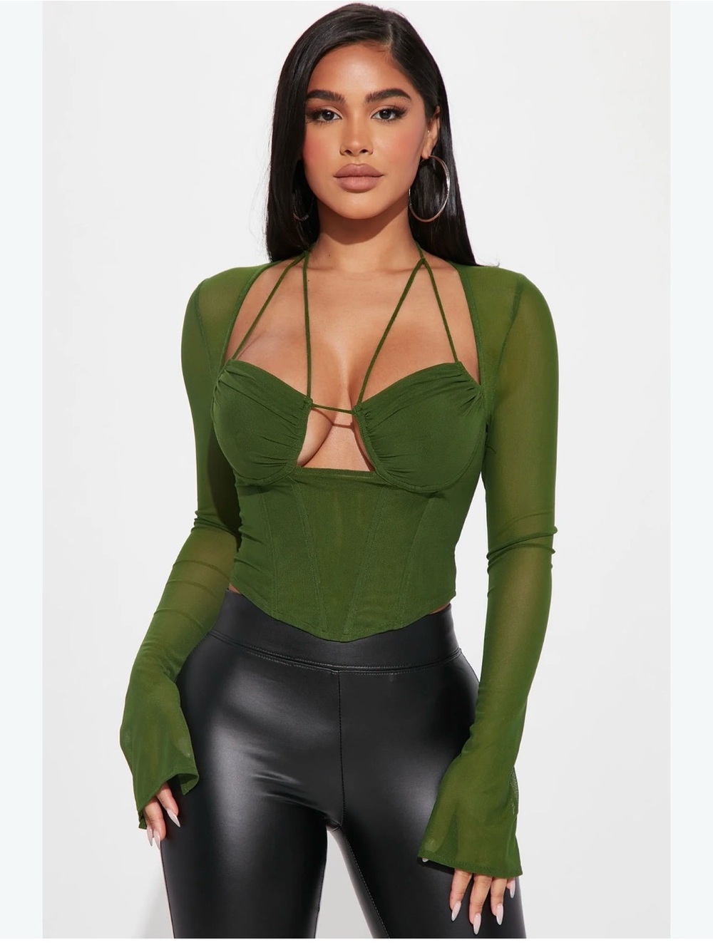 Fashion Nova Melanie Mesh Corset Top